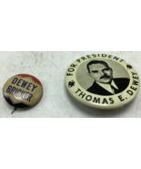 2 1948 THOMAS E. DEWEY PRESIDENTIAL CAMPAIGN  BUTTON dewey bricker - $18.52