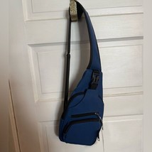 Navy Blue Sling Backpack Crossbody Bag with Multiple Zippered Compartmen... - £27.06 GBP