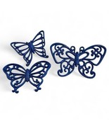 Vintage 1978 Set Of 3 Glitter Blue Homco Butterfly Wall Plaques USA - €12,70 EUR