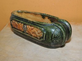 Chinese Mud Shoe 4&quot; Green overglaze dragon pearl Mudman Vintage / Antiqu... - $745.15 MXN