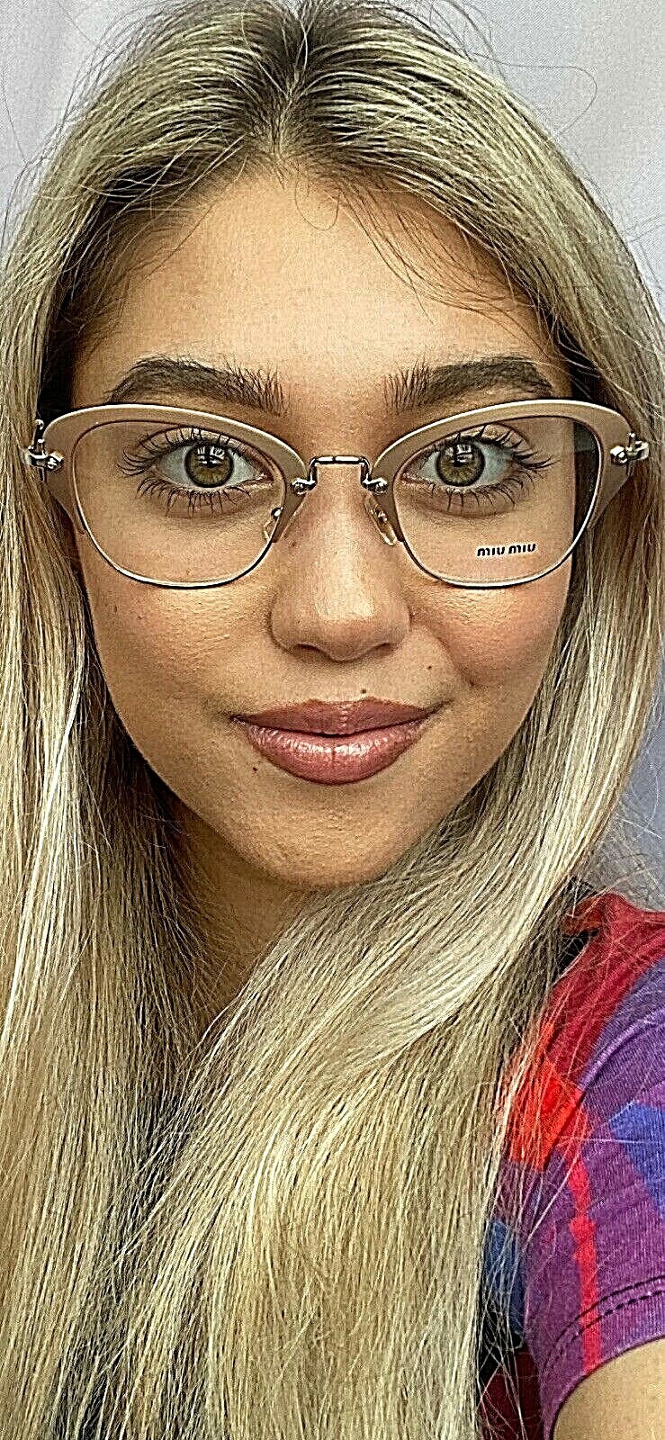 New Miu Miu VMU 53O  50mm Gold Cat Eye Oversized Women's Eyeglasses Frame Item image 7