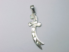 Vintage STERLING SILVER Etched SWORD Pendant - 2 1/8 inches long - £43.80 GBP