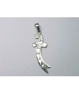Vintage STERLING SILVER Etched SWORD Pendant - 2 1/8 inches long - £43.95 GBP