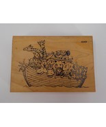 CO-MOTION STAMPS RUBBER NOAH&#39;S ARK STAMP MOUNTED WOOD PICTURE OF ANIMALS... - £6.36 GBP
