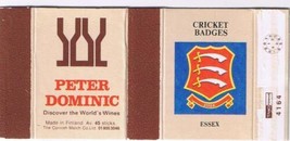 UK Matchbox Cover Cricket Badges Essex Peter Dominic Wines Finland - £1.13 GBP