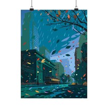 Urban Autumn Matte Poster | Fall Decor, Wall Art, Cityscape Decoration, ... - $26.57
