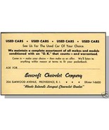 BEECROFT CHEVROLET POSTCARD,Providence, Rhode Island/RI - $12.32 CAD