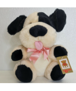 Vintage Fairview Puppy Dog Plush Stuffed Animal Toy Bow Creme Black Spot... - $184.35 MXN