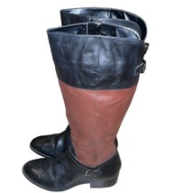 Lauren Ralph Lauren Maritza Black Brown Leather Riding Boots Womens 8.5 B - £35.84 GBP