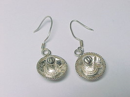 Mexican Hat Sombrero Sterling Silver Vintage Earrings   1 1/8 Inches Long - £35.41 GBP