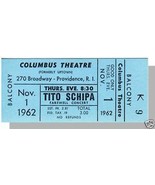 1962 COLUMBUS THEATRE TICKET,Providence,RI, Tito Schipa - $95.03 MXN
