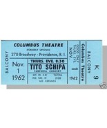 1962 COLUMBUS THEATRE TICKET,Providence,RI, Tito Schipa - £3.98 GBP