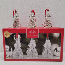 Lenox Set of Three Silver-plated Santa Christmas Ornaments Cheer Hoho Jolly - $18.01