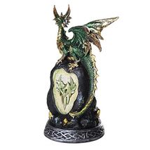 Green Mystic Forest Dragon with LED Light On Crystal Rock Mountain 7.5 Tall - $24.74