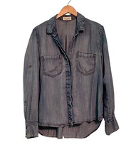 Cloth &amp; Stone Blouse Women Large Tencel Button Down Blue Chambray Anthro... - $313.71 MXN