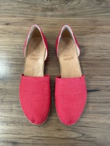 Unisa Womens Linen Flats Women&#39;s Size 7AA Red Slip On Made In Spain - £12.44 GBP