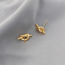 18k Gold Plated Knot Stud Earrings, Dainty Earrings, Minimalist, Gift for Her - £12.35 GBP