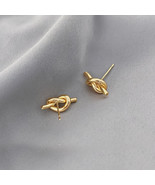 18k Gold Plated Knot Stud Earrings, Dainty Earrings, Minimalist, Gift fo... - £12.19 GBP