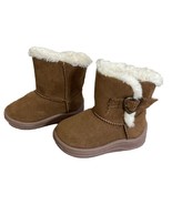 Toddler Girl Garananimals Brown Fur Suede Boots Sherpa Lined Size 2 Hear... - $11.88