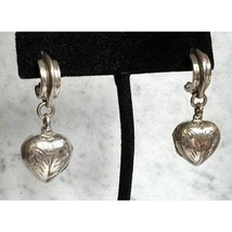 925 STERLING SILVER DANGLING HEART LOCKET EARRINGS SKY - $50.19