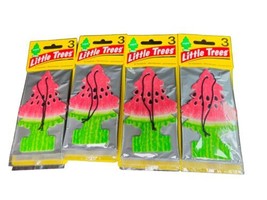 New Little Trees Hanging Air Freshener  Home Car Watermelon Scent 4 X 3 Packs - £8.54 GBP