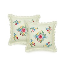 Field of Wildflowers Square White Crochet Lace Floral Set of 2 Pillowcases - £26.90 GBP