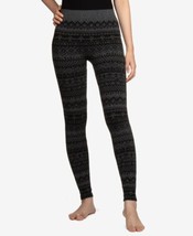 Hippie Rose Juniors Patterned Fleece Lined Leggings Medium Black - $23.60