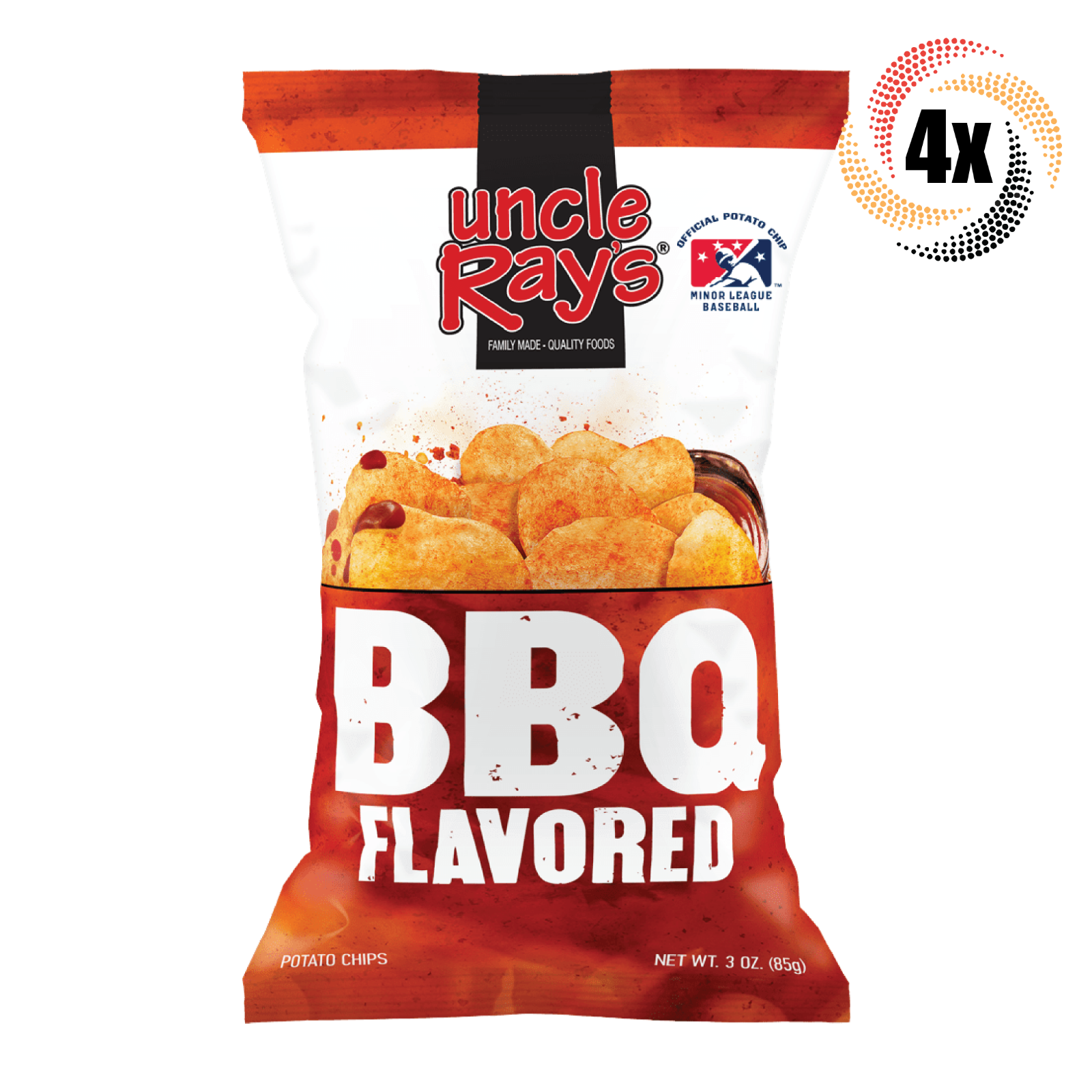4x Bags Uncle Ray's BBQ Flavored 4.5oz | Official MLB Chips | Fast Shipping - £14.42 GBP