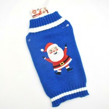 Dog Knit Sweater XS With Embroidered and Applique Santa Claus Blue and W... - $9.99