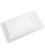 3 Pack Porcelain Serving Platters Large White Rectangular Trays White NEW - £32.94 GBP