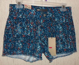 Nwt Womens $44 Levi&#39;s Print Fringed Denim Short Shorts Size 4 - £19.43 GBP