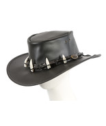 Real Australian Leather Crocodile Dundee Hat  Crocodile Teeth Made in Au... - $99.95