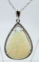 14k Gold 5.67ct Pear Genuine Natural Opal Pendant with .16ct Diamonds (#J3427) - £1,107.70 GBP