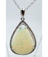 14k Gold 5.67ct Pear Genuine Natural Opal Pendant with .16ct Diamonds (#... - £1,090.66 GBP