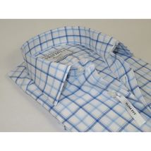 Men's Shirt Charles TYRWHITT Turkey 100% Cotton French Cuffs CHT-5 Blue Plaid image 2