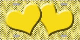 Yellow White Chevron Yellow Center Hearts Metal Novelty License Plate LP-2724 - £14.16 GBP