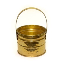Vintage Solid Brass Small Bucket Planter 4 1/4&quot; diam - $11.85