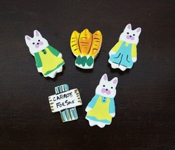 Vintage Set of 5 Easter Button Cover Caps Bunny Rabbit Carrot Spring - £17.40 GBP