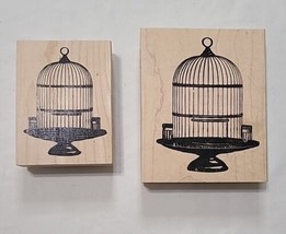 Stampland Wood Mounted Rubber Stamp Lot Of 2 Bird Cages Crafts Cards Scrapbook - £9.98 GBP