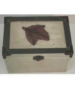 Wooden Storage Decorative Trunk Box Leaf Design Hinged Lid 6in x 4 1/2&quot; ... - $7.91