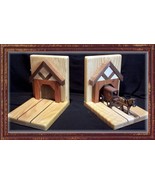 Gorgeous Handcrafted Amish Made Amish Buggy Bookends Gr8 Det - $17.95