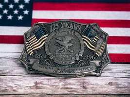 Nra Belt Buckle Vtg 125 Years National Rifle Assoc Of America 1871-1996 Pewter - £14.85 GBP