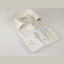 Mens 100% Italian Cotton Shirt High Quality Non Iron SORRENTO Turkey 4452 Stone image 3