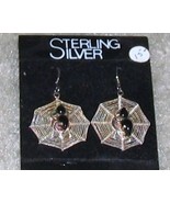 Vintage Costume Jewelry Sterling Silver Spider Web Earrings - $8.95