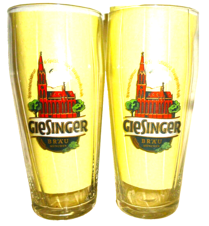 2 Giesinger Brau Munich Helles 0.5L German Beer Glasses