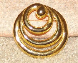 Vintage Goldtone Triple Circles Pin - £4.77 GBP