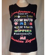 LEVI&#39;S SLEEVELESS BLACK COTTON GRAPHIC T SHIRT WOMEN&#39;S SIZE S/M - $467.49 MXN