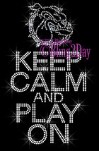 Keep Calm and Play On - BULLDOGS - Iron on Rhinestone Transfer Bling Hot Fix DIY - £7.71 GBP