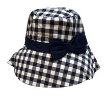 Janie and Jack Bow GINGHAM Bucket Hat Blue Plaid Size 12-24 months New - $19.80