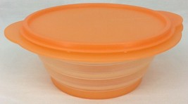 Tupperware Orange Collapsible Flat Out Bowl 4 Cup Easy Storage Camping P... - $11.26